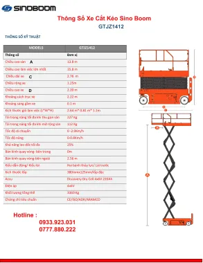 Thuê Xe Nâng Người SinoBoom GTJZ1412 cao 16 mét